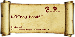 Nánay Manó névjegykártya